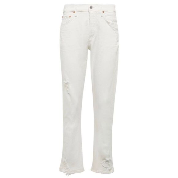 Citizens of Humanity NWT Emerson Distressed Slim Boyfriend Jeans White 25 $260 - Picture 2 of 12